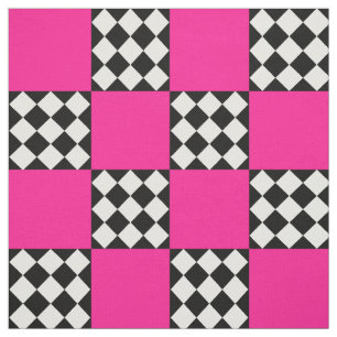 Rosa Schwarz-weißes Harlequin Square Form Textil Stoff