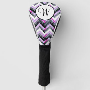 Rosa Schwarz-weißes Zickzack Texgramm Golf Headcover