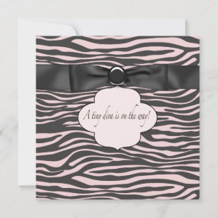 Rosa Schwarz Zebra Baby Mädchen Dusche Einladung
