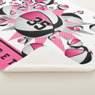 Rosa schwarze Basketball-Stars Mädchensportraum Sherpadecke