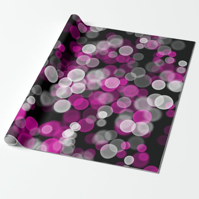 Rosa schwarze Blasen Bokeh-Effekt Geschenkpapier (Ungerollt)