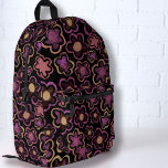 Rosa Schwarze Blume HandGezeichnet Muster Blumenmu Bedruckter Rucksack<br><div class="desc">Rosa Schwarze Blume handGezeichnet Muster floraler bedruckter Rucksack. Handgezeichnet rosa Blume auf schwarzem Hintergrund.</div>