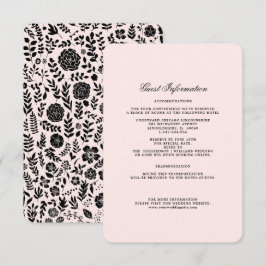 Rosa | Schwarze Blumenzettel Begleitkarte