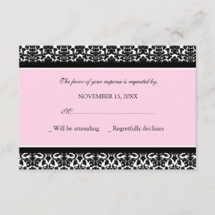Rosa Schwarze Damaske-UAWG Hochzeitskarte RSVP Karte