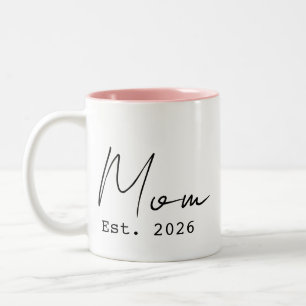 Rosa Schwarze Elegante Schrift Neue Mutter Gegr. 2 Zweifarbige Tasse