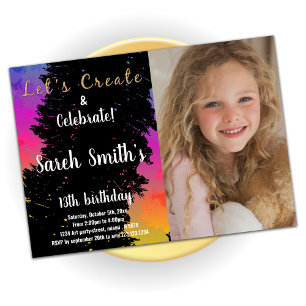 Rosa schwarze Farbtöne zum Geburtstag mit Foto Einladung