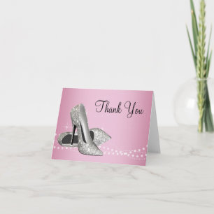 Rosa schwarze Glitter High Heels Dankeschön-Karte Dankeskarte