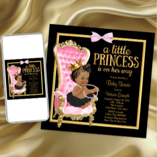 Rosa Schwarze Gold Stuhl Ethnic Princess Baby Dusc Einladung