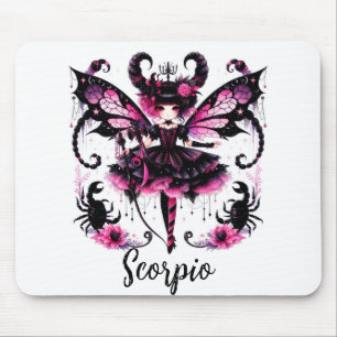 Rosa Schwarze Gothic Fee Skorpion Astrologie Stern Mousepad