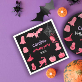 Rosa schwarze Halloween-Geburtstagsparty Napo Serviette