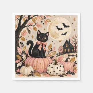 Rosa-schwarze Halloween-Party-Papier-Tischserviett Serviette
