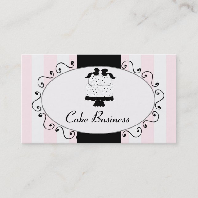Rosa schwarze Kuchen-Bäckerei-Visitenkarten Visitenkarte (Vorderseite)