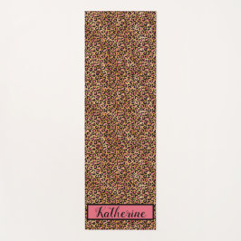 Rosa schwarze Leoparden Drucke Mit Monogramm Yogamatte