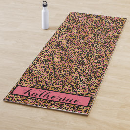 Rosa schwarze Leoparden Drucke Mit Monogramm Yogamatte