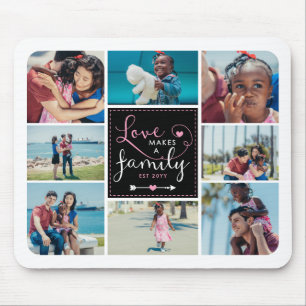 Rosa Schwarze Liebe macht eine Familienfoto-Collag Mousepad