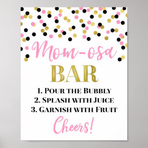 Rosa Schwarze Mama-osa-Bar Babydusche Poster