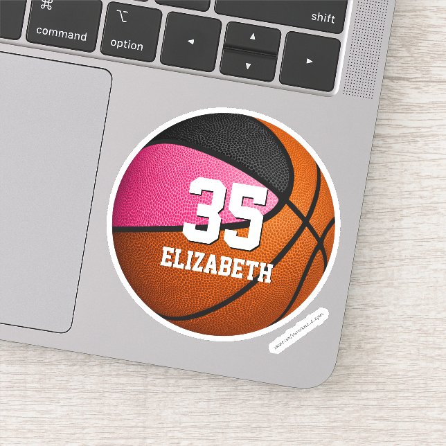 Rosa schwarze Mannschaft farbenfrohe Basketball-Gi Aufkleber (Detail)