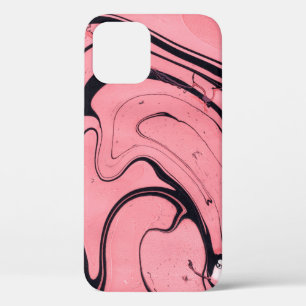 Rosa schwarze Marmorhandzeichnung Case-Mate iPhone Hülle