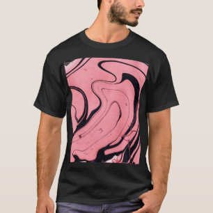 Rosa schwarze Marmorhandzeichnung T-Shirt