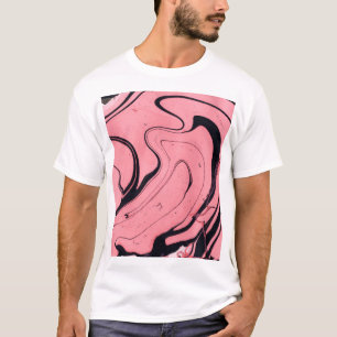 Rosa schwarze Marmorhandzeichnung T-Shirt