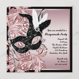 Rosa Schwarze Maske Rosa Schwarzes Party Einladung