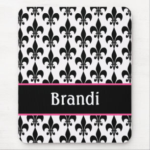 Rosa schwarze personalisierte Lilie Mousepad