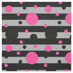 Rosa schwarze Polka Punkte auf schwarzen grauen St Stoff