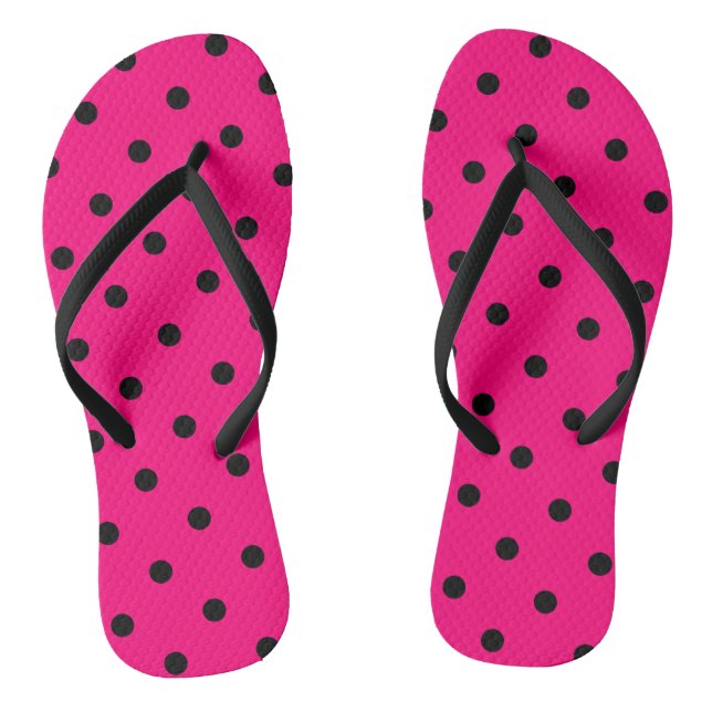 Rosa/schwarze Polka-Punkte Flip Flops (Fußbett)