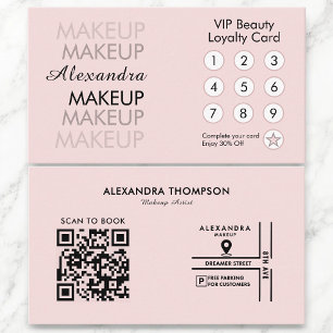 Rosa-schwarze QR-Make-up-Artist-Treuekarte Visitenkarte
