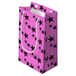 Rosa schwarze Retrostern Kleine Geschenktüte