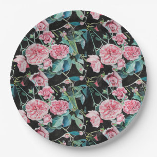Rosa Schwarze Rose Blumenblätter Party Papierplatt Pappteller