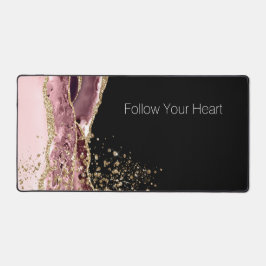 Rosa Schwarze Rose Gold Glitzer Schreibtischunterlage