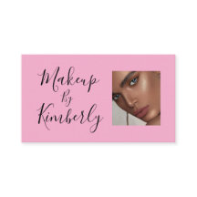 Rosa Schwarze Schrift Foto-Make-up Visitenkarte