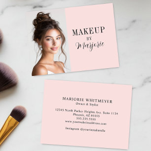 Rosa Schwarze Schrift Foto-Make-up Visitenkarte