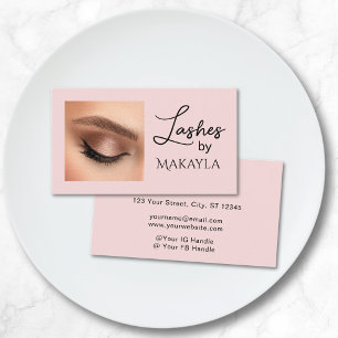 Rosa Schwarze Schrift Wimpern Foto Visitenkarte
