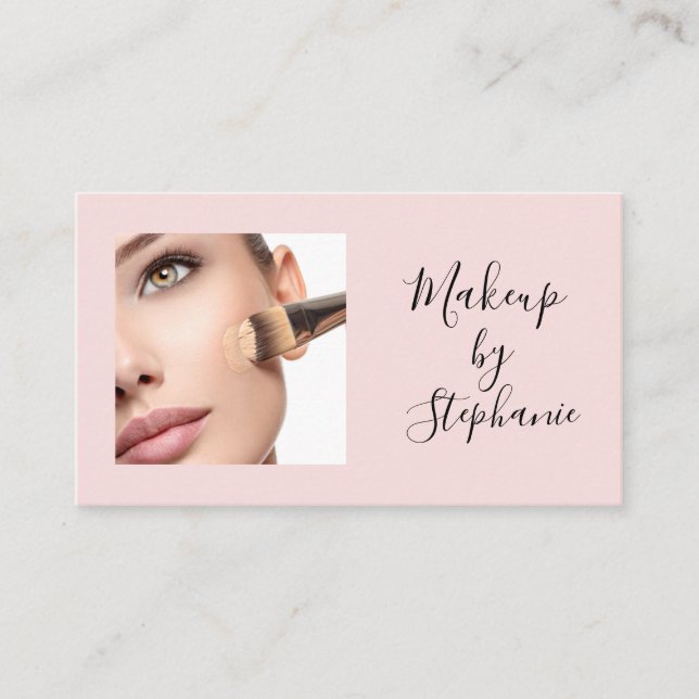 Rosa-schwarze Script-Foto-Makeup-Design  Visitenkarte (Vorderseite)