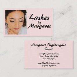 Rosa-schwarze Skript-Wimpern-Makeup Visitenkarte