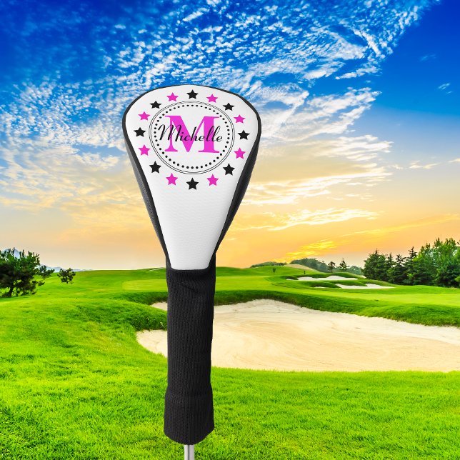 Rosa Schwarze Stangen Monogramm Golf Headcover (Von Creator hochgeladen)