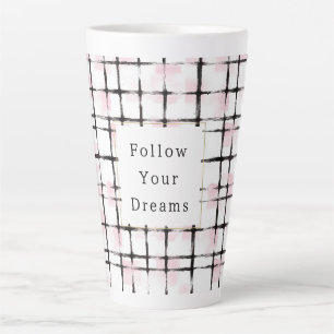 Rosa schwarze Streifen Folge deinen Träumen Milchtasse
