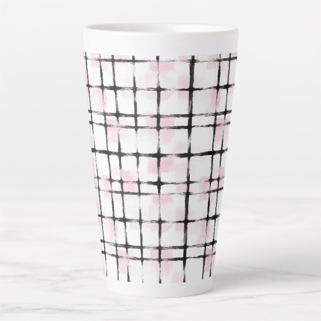 Rosa schwarze Streifen  Milchtasse (Vorderseite)