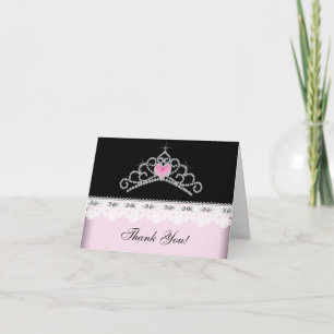 Rosa schwarze Tiara Prinzessin Dankeskarten Dankeskarte