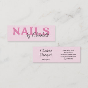 Rosa-Schwarze-Typografie-Nagelsalon Mini Visitenkarte