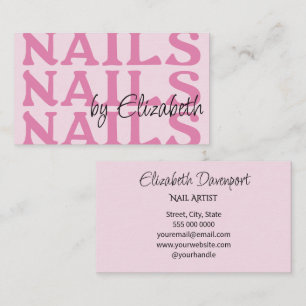 Rosa-Schwarze-Typografie-Nagelsalon Visitenkarte
