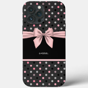 Rosa schwarze und graue Bow Rosa und Weiße Streif Case-Mate iPhone Hülle