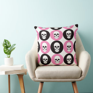 ROSA SCHWARZE UND WEISSE HALLOWEEN-TOTENKÖPFE KISSEN