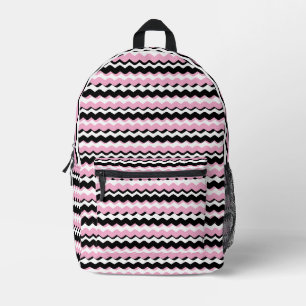Rosa, schwarze und weiße Zickzack-Rucksack – Trend Bedruckter Rucksack