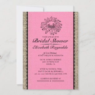 Rosa-schwarze Vintage-Spitze-Hochzeitsshower-Einla Einladung