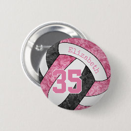 rosa schwarze Volleyballmannschaft Button