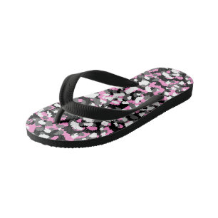 Rosa, schwarze, weiße und graue Camouflage abstrak Kinderbadesandalen