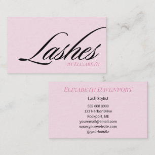 Rosa-schwarze Wimpern mit Script-Schrift Visitenkarte